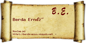 Berda Ernő névjegykártya